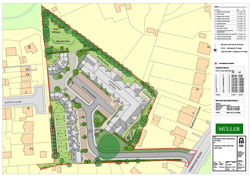 Proposed Indicative Site Plan on Hanwood Road in Shrewsbury