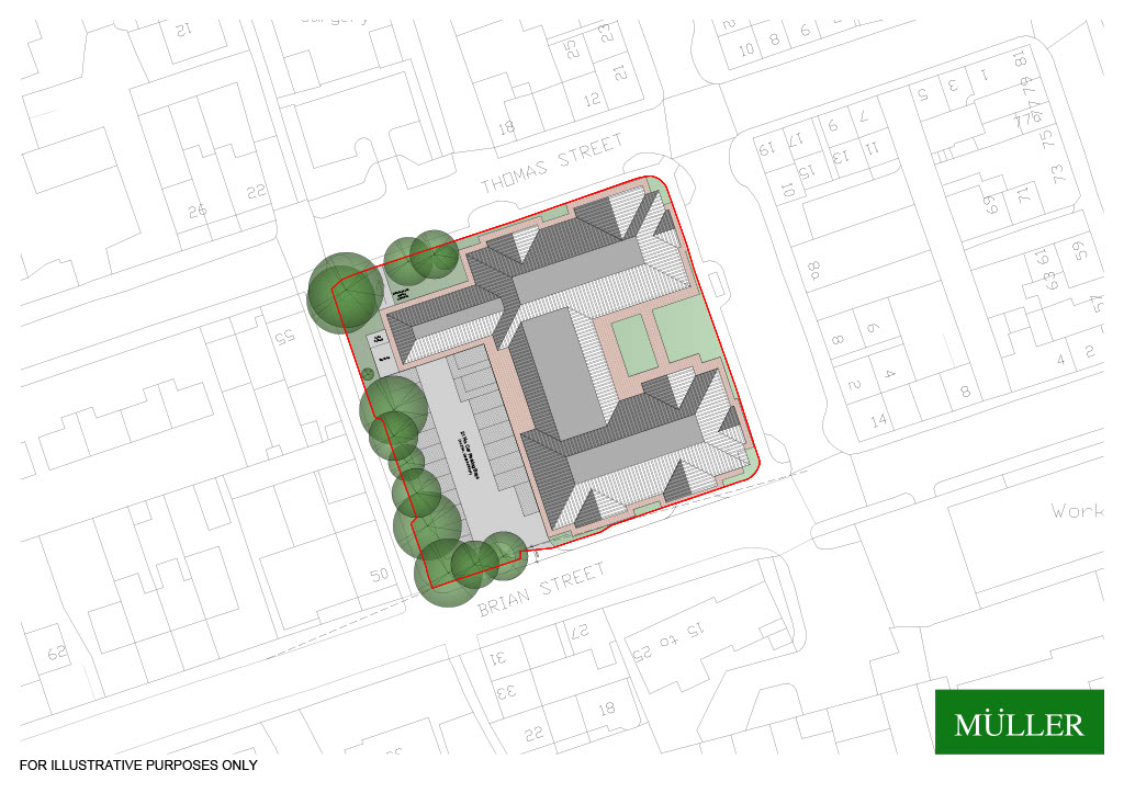Indicative site plan for a residential care home of up to 60 beds