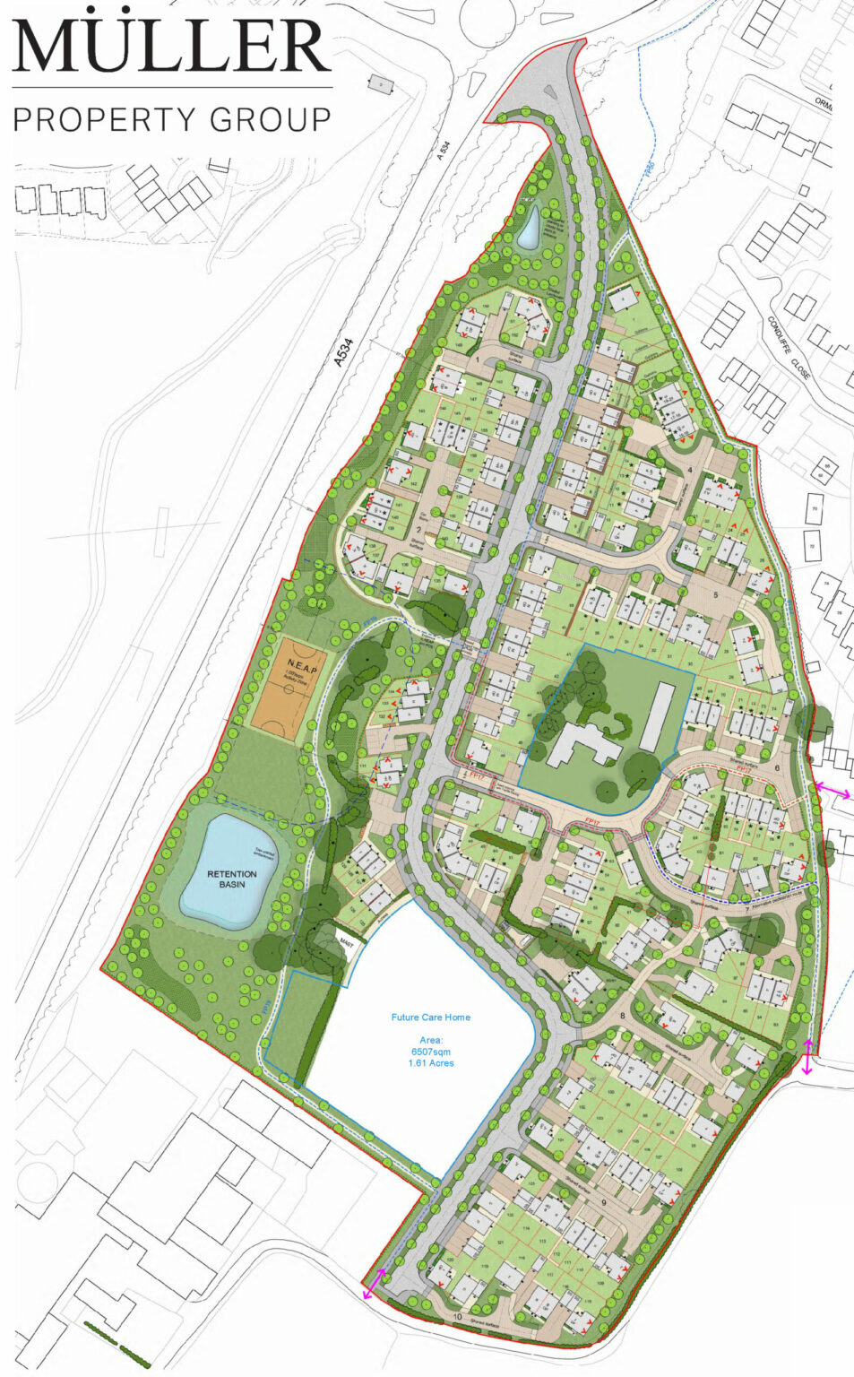 aerial of proposed development site