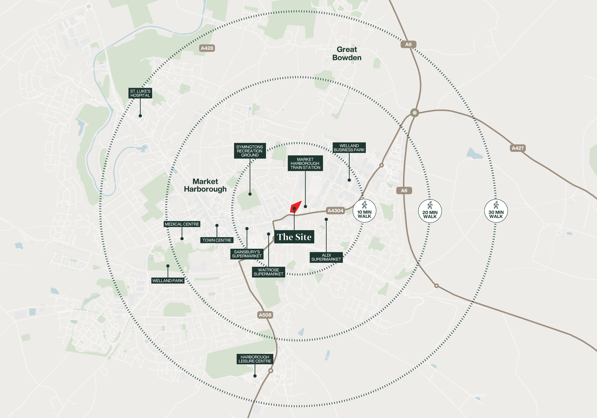 Market Harborough | Care Home Development Opportunity, Site Movement and Amenities Plan